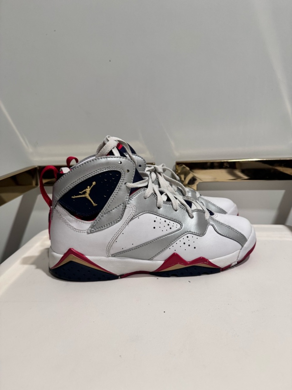 Jordan White Silver Navy Pink Retro High-Top Sneakers